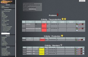 Vue des problèmes sources par Thruk, avec tri sur la criticité